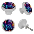 thumbnail image 4 of Game Controller Fluorescent Drawer Pulls 4-Pack: Glow-in-the-Dark Round Cabinet Knobs for Kitchen, Dressers, Wardrobes - Includes Screws, Ideal Drawer Hardware, 4 of 6