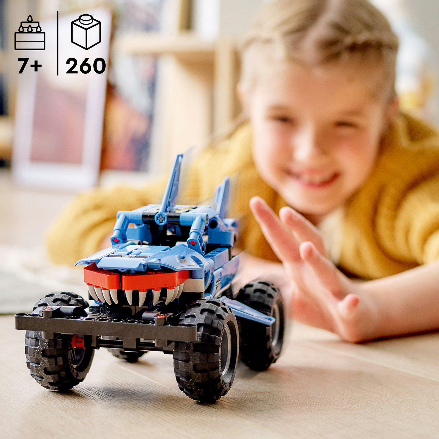 LEGO Technic Monster Jam Megalodon 42134 2 in 1 Pull Back Shark Truck to Lusca Low Racer Car Toy, 2022 Series, Set for Kids, Boys and Girls 7 Plus Years Old - image 7 of 10