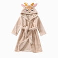 thumbnail image 6 of zuwimk Boys Robe Kids Hooded Fleece Bathrobe Flannel Pajamas Soft Sleepwear Girls Robes Plush Bathrobes(Khaki,1-2 Years), 6 of 9
