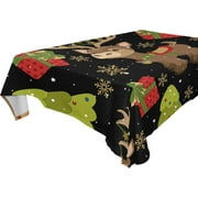 SKYSONIC 60”x90" Square Tablecloth with Christmas Reindeer Prints, Anti-Wrinkle and Smooth Table Cloth for Kitchen/Home Decoration