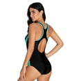 thumbnail image 3 of Women's One Piece Athletic Racerback Bathing Suit Color Block Swimsuit, 3 of 6