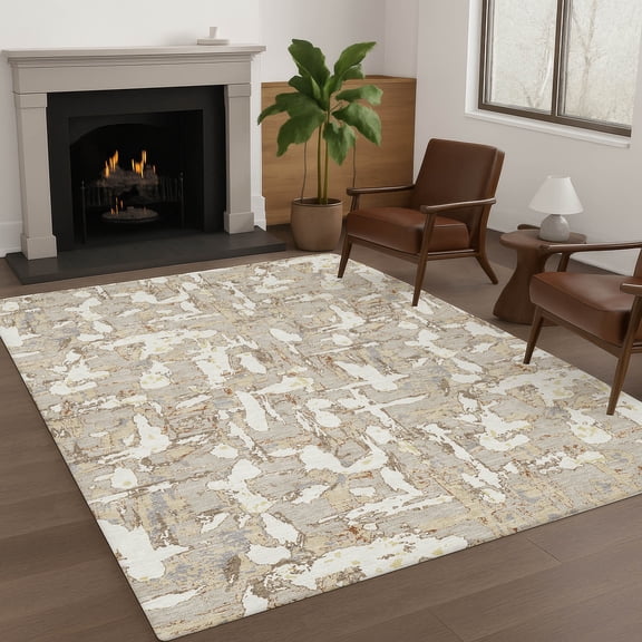 Addison Rugs Chantille Indoor/Outdoor Transitional Abstract Beige Machine Washable Rectangle Rug, 10' x 14'