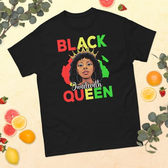 Black Queen Juneteenth Black History Month African American Graphic classic tee (Black, S)