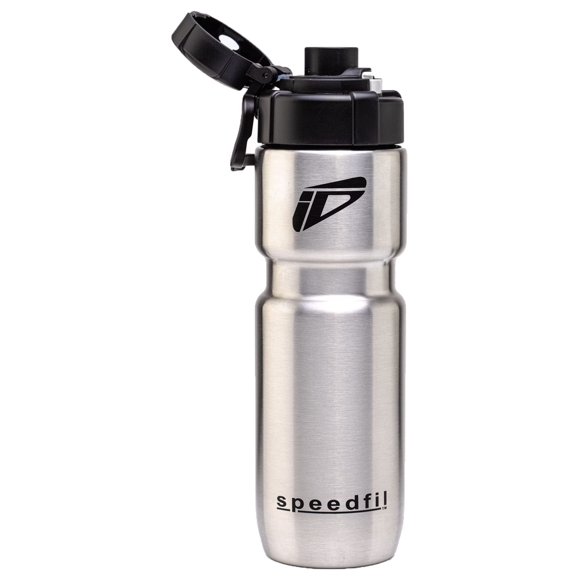 Speedfil Speedflask 21Oz. Botella De Agua Para Deportes De Ciclismo De Acero Inoxidable Con Aislamiento Al Vacío Y Tapa Trasera De Rebote 2.0 (Plateada)