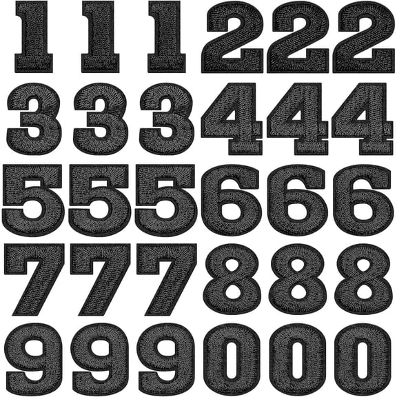 30 Pieces Iron on Numbers Patches, Numbers 0-9 Applique for Clothes, Decorative Repair Patches Sew on Embroidered Applique Patches for Hat, Socks, Jeans, DIY Accessories(1.25 Inches,Gold)