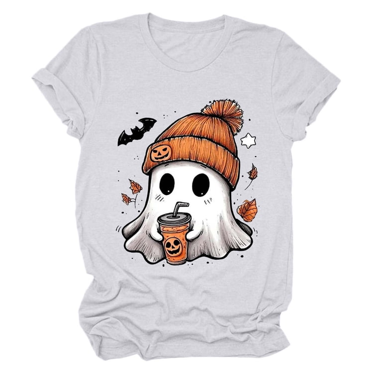 Ghost Malone Halloween Shirt For Women - Cute Ghost Graphic Oversized Short Sleeve Tee