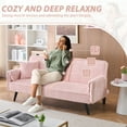 thumbnail image 6 of FFH Modern Corduroy Futon Sofa Bed with Adjustable Backrest,Convertible Loveseat Sleeper,Soft Couch with Drop-Down Table and Cup Holder for Living room,Pink, 6 of 10
