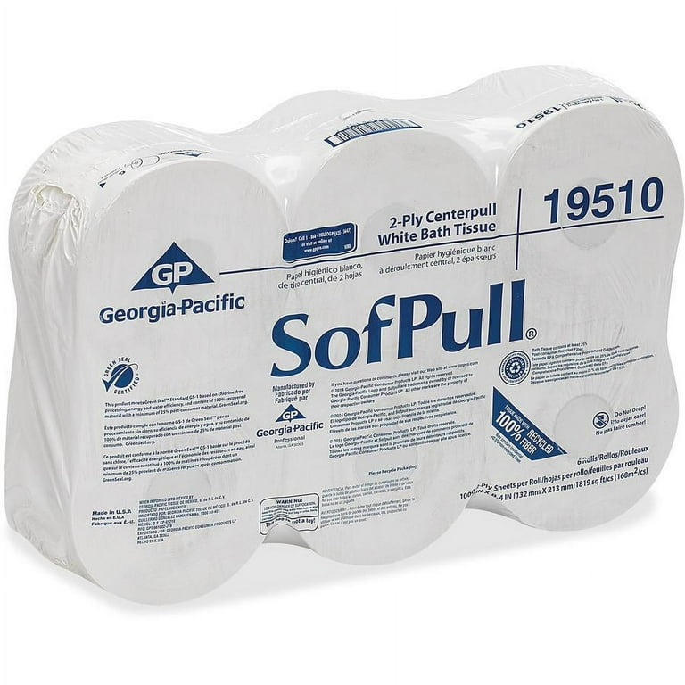 High Capacity Center Pull Tissue, Septic Safe, 2-Ply, White, 1,000/Roll, 6 Rolls/Carton High Capacity Center Pull Tissue, Septic Safe, 2-Ply, White, 1,000/Roll, 6 Rolls/Carton