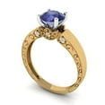 thumbnail image 2 of 1.06 ct Round Cut Simulated Tanzanite Solitaire 14K Yellow/White Gold Womens Engagement Ring, 2 of 5
