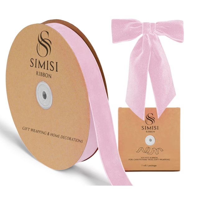 Cinta decorativa SIMISI RIBBON 2,5 cm x 23 m de terciopelo rosa