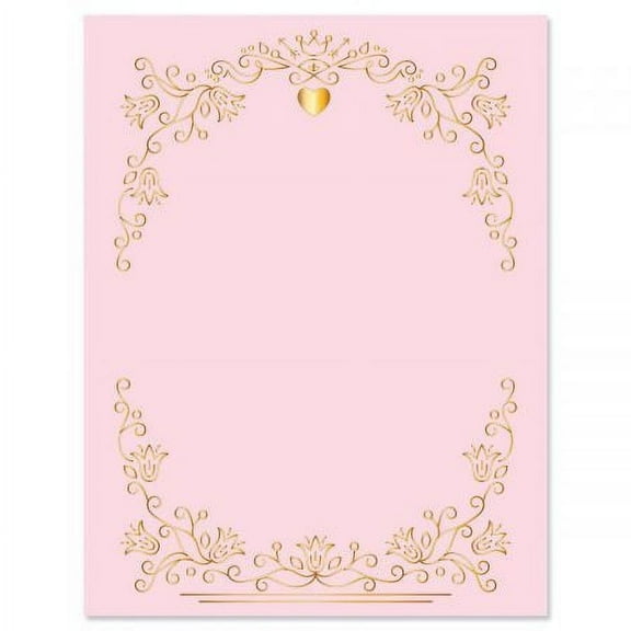 Gilded Romance Letter Papers - Set of 25 Valentine'stationery papers are 8 1/2" x 11", compatible computer paper, great for Weddings Announcements, Anniversary Invitations, Valentine's Day Party