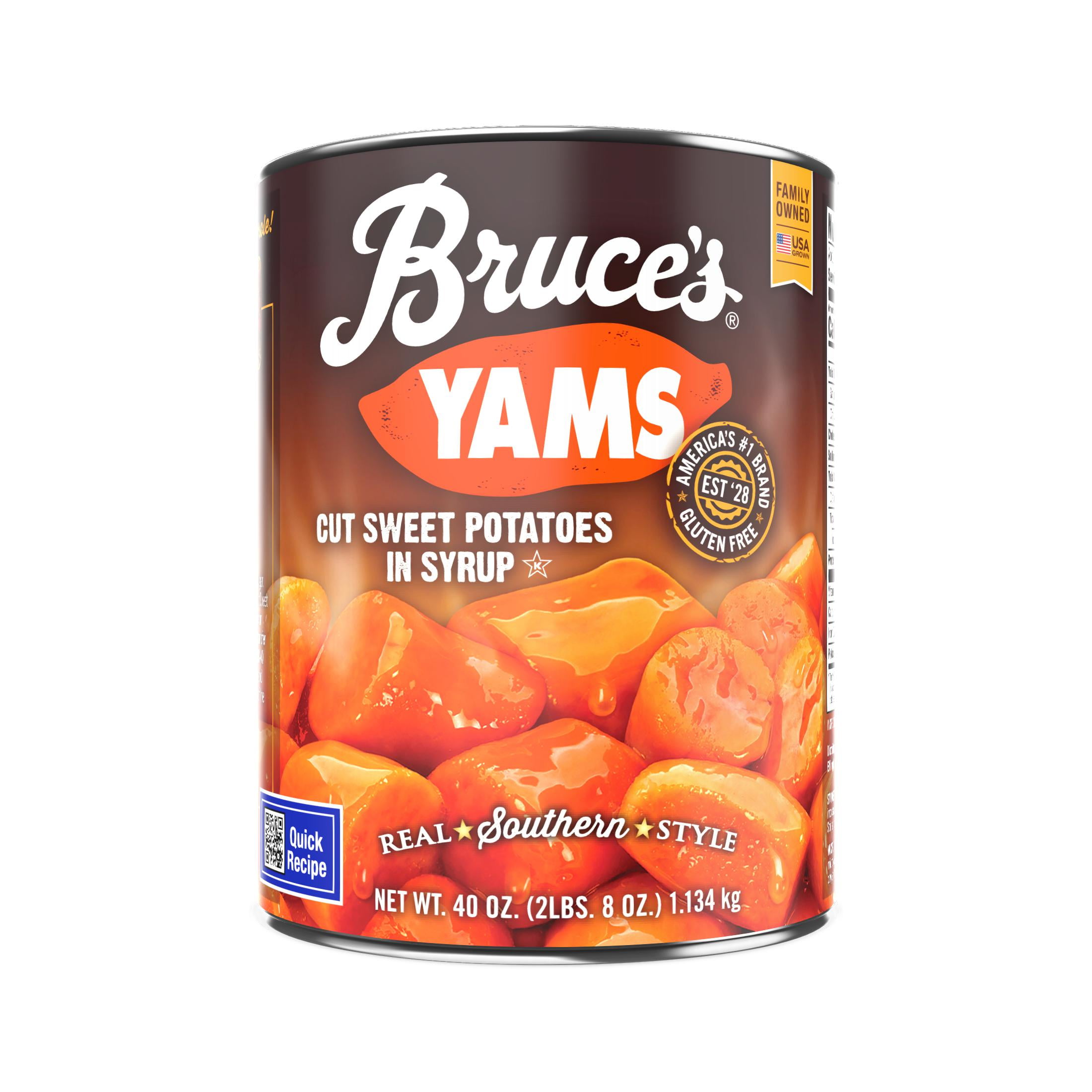 (12 pack) Bruce's Yams Cut Sweet Potatoes in Syrup, Canned Vegetables, 40 oz