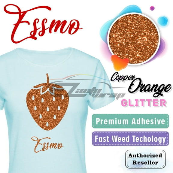 ESSMO Copper Orange Glitter Heat Transfer Vinyl HTV Sheet T-Shirt 20" Wide Iron On Heat Press DG10 20"x12"