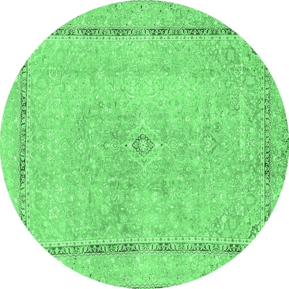 Ahgly Company Indoor Round Abstract Emerald Green Modern Area Rugs, 6' Round