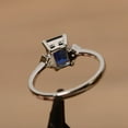 thumbnail image 2 of Blue sapphire engagement ring September birthstone emerald cut simple wedding ring, 2 of 3
