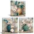 thumbnail image 2 of Apicoture 3pcs 12x16 inch Framed Canvas Wall Art Set Flowers in Vases Prints Pictures Artwork Cultural Historic Oil Painting Fine Art Decoration, 2 of 7
