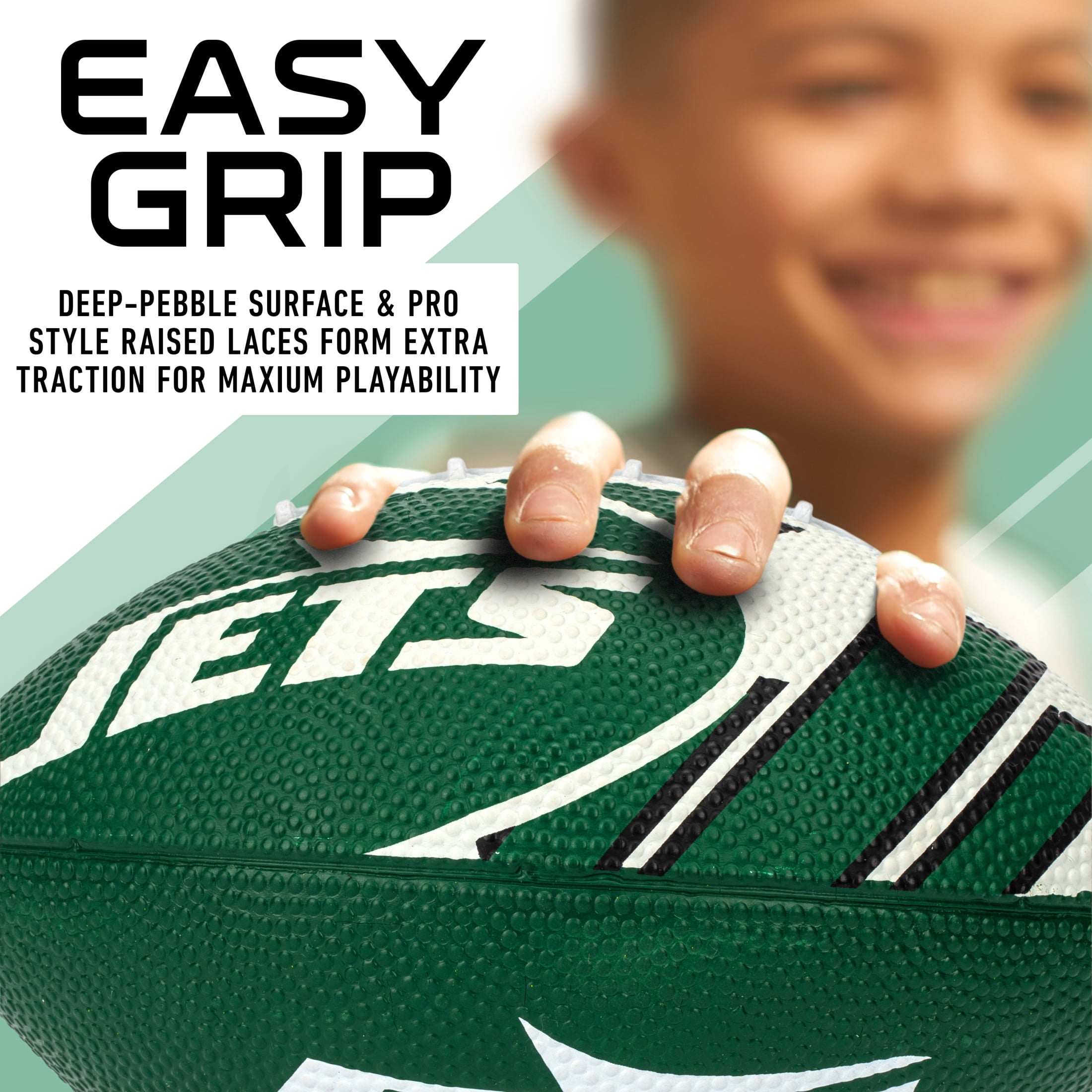 Franklin Sports NFL New York Jets Football - Youth Football - Mini 8.5" Rubber Football - Perfect for Kids - Team Logos and Colors!