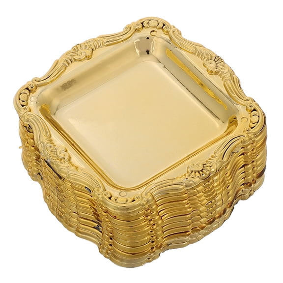 OUNONA 10Pcs Gold Plastic Dessert Plates for Weddings Parties Snacks Cakes Display