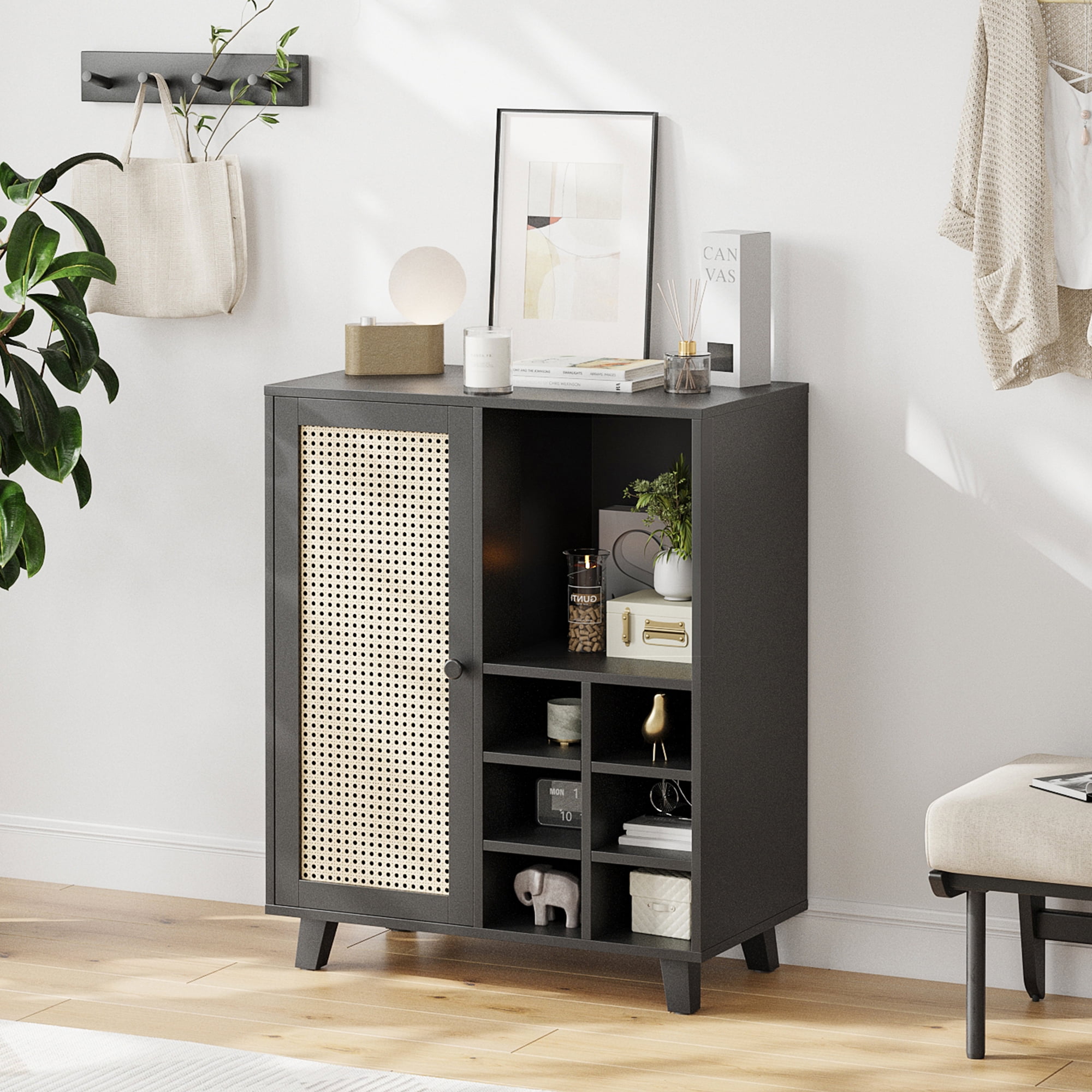[TrumanPick ] 34 inch Sideboard Cabinet with Wine Racks, 2-Shelf Buffet Server for Living Room, Dining Room, Kitchen, and Home Bar