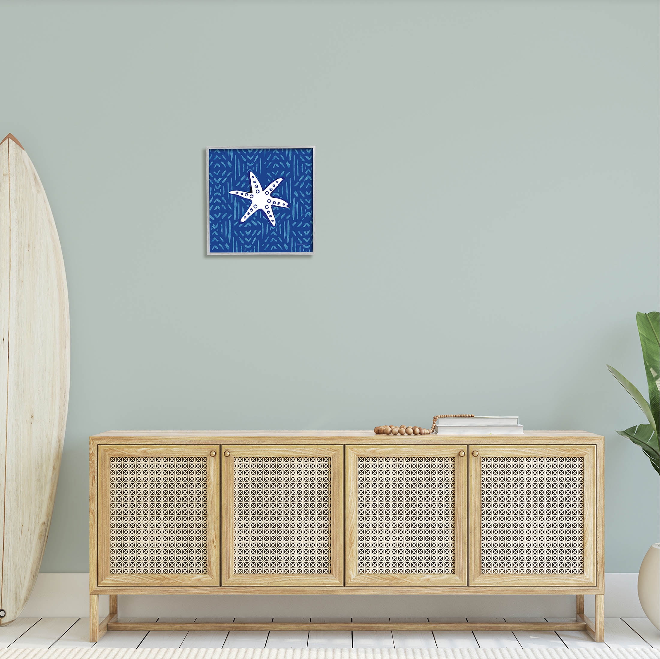 Stupell Industries Bold Starfish Coastal Beach Life Graphic Art Gray Framed Art Print Wall Art, Design by Mercedes Lopez Charro