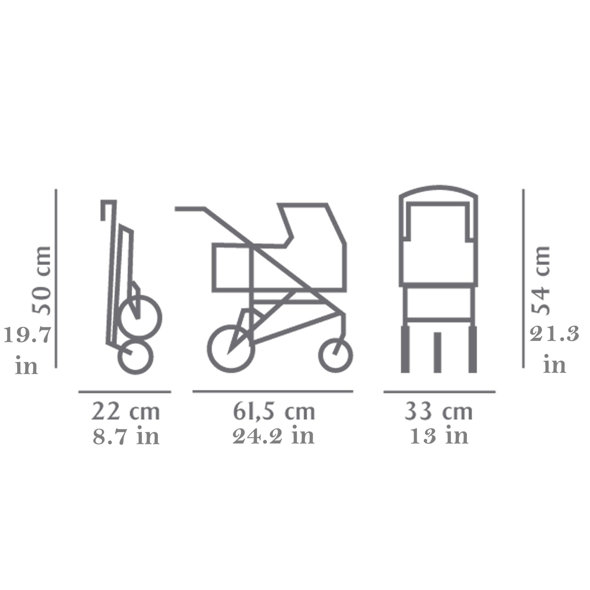 Gotz: 3‑Wheel Doll Buggy - Soft Mood - Pink Rose & Grey, Foldable Toy Stroller, Push Jogger, Adjustable Sunshade, Storage, Dolls Up to 19.5", Kids 3+