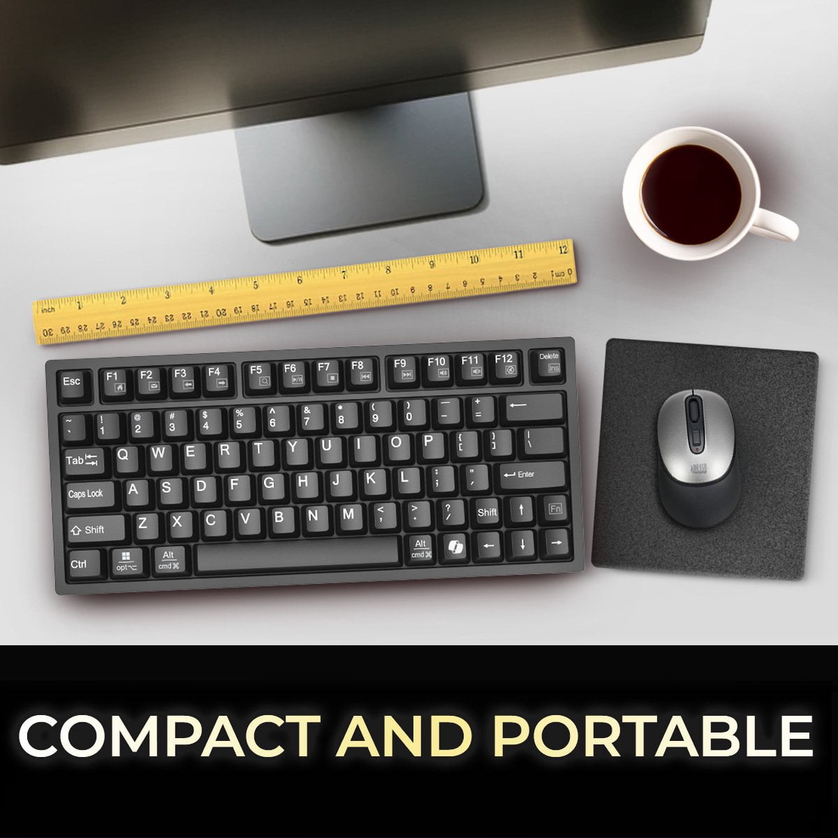Adesso AKB-610UB Multi-OS Mechanical Compact Keyboard with Copilot Ai Hotkey, Blue Switch, Clicky and Tactile