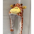 thumbnail image 1 of Cute Plush Animal Character Winter Hat Fun Ski Cap with Detailed Animal Face Long Ear Straps with Pom Pom Ends, 1 of 6