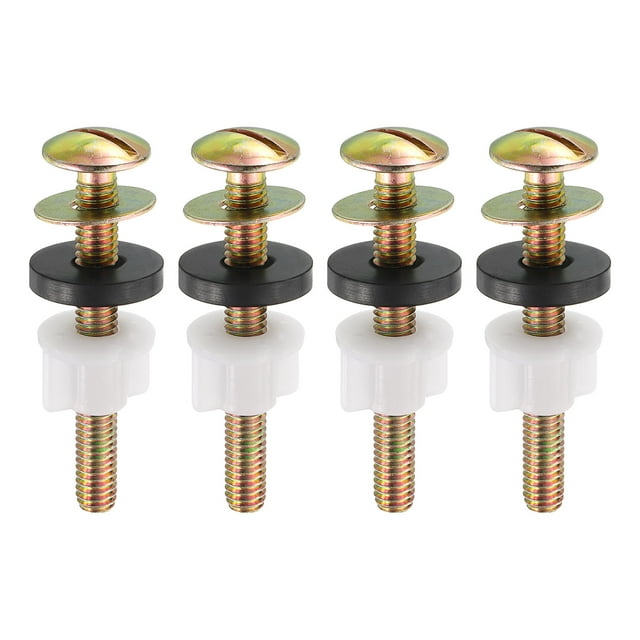 Paquete de 4 tornillos para asiento de inodoro, tornillos para asiento de inodoro de acero al carbono con tuercas y arandelas