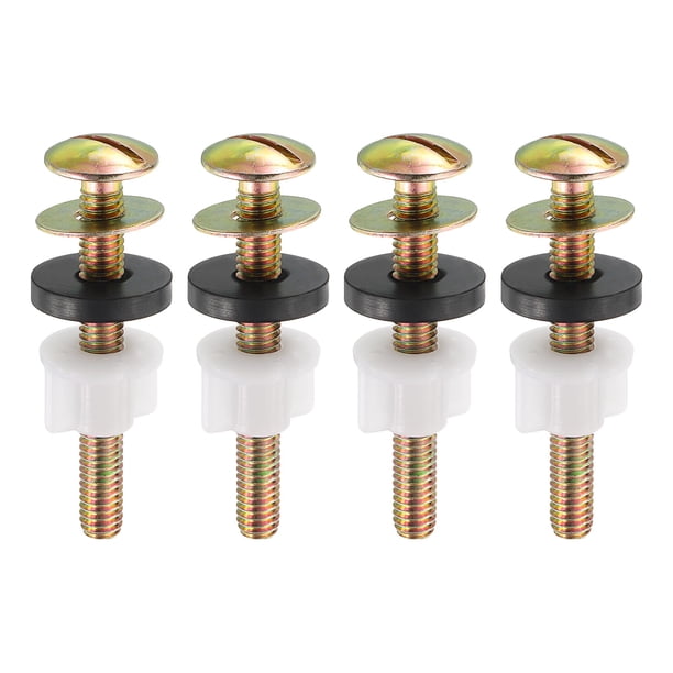 Paquete de 4 tornillos para asiento de inodoro, tornillos para asiento de inodoro de acero al carbono con tuercas y arandelas