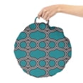 thumbnail image 2 of Geometric Round Floor Cushion with Handle, Simple Abstract Lattice in Cold Tones Print, Decorative Pillow for Living Room & Dorms, 18" Round, Petrol Blue Multicolor, by Ambesonne, 2 of 4