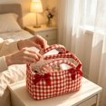 thumbnail image 6 of CSStudio Boho Floral Storage Basket with Handles, Portable Quilted Fabric Organizer Bin for Nursery Bedroom Bathroom Cosmetics Sundries, 6 of 7
