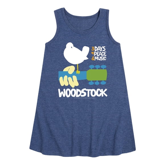 Woodstock - Guitar - 3 Days of Peace & Music - Toddler & Youth Girls A-line Dress