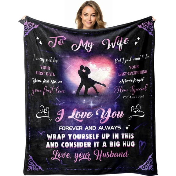 Wife Blanket Gifts for Wife on Mothers Day - to My Wife 50" X 60" Soft Throw Blanket - Christmas Birthday Present for Wife from Husband Romantic Gifts