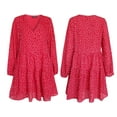 thumbnail image 4 of FANCYINN Long Sleeve Shift Tunic Dress Ruffle Swing Babydoll Juniors Mini Ruffle Dress with Pockets Red Dot S, 4 of 5