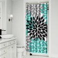thumbnail image 2 of Small Stall Narrow Shower Curtain 36"W x 72"L – Tropical Bohemian Leaves, Mid-Century Abstract Boho Botanical Bathroom Decor, Vintage Floral Palm Leaf Pattern, Rustic Tribal Folk Style, 2 of 5