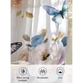thumbnail image 6 of Sheer Curtains 54 Inch Length, Vintage Blue Floral Semi Sheer Curtains Light Filtering Window Treatment, Farmhouse Watercolor Flower Butterflies Privacy Voile Drapes for Living Room 52x54 Inch, 6 of 7