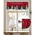 thumbnail image 2 of Red Merry Christmas Kitchen Valances for Windows Winter Farmhouse Xmas Trees Snowflakes Valance Curtains&nbsp; for Kitchen /Living Room/Bedroom/ Bathroom Decor, 42"x12 " ,Rod Pocket 1 Panel,, 2 of 7