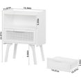 thumbnail image 2 of YEXJ Rattan Nightstands Set of 2, Side Table with Drawer Open Shelf, Cane Accent Bedside End Table, Mid Century Modern Night Stand for Bedroom, Dorm and Small Spaces-2-White, 2 of 15