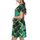 thumbnail image 2 of Easygdp Green Mosaic Glass para Vestido Transpirable de Mujer, Vestido Suelto de Manga Corta con Pliegues y Bolsillos para el Verano, 2 of 6