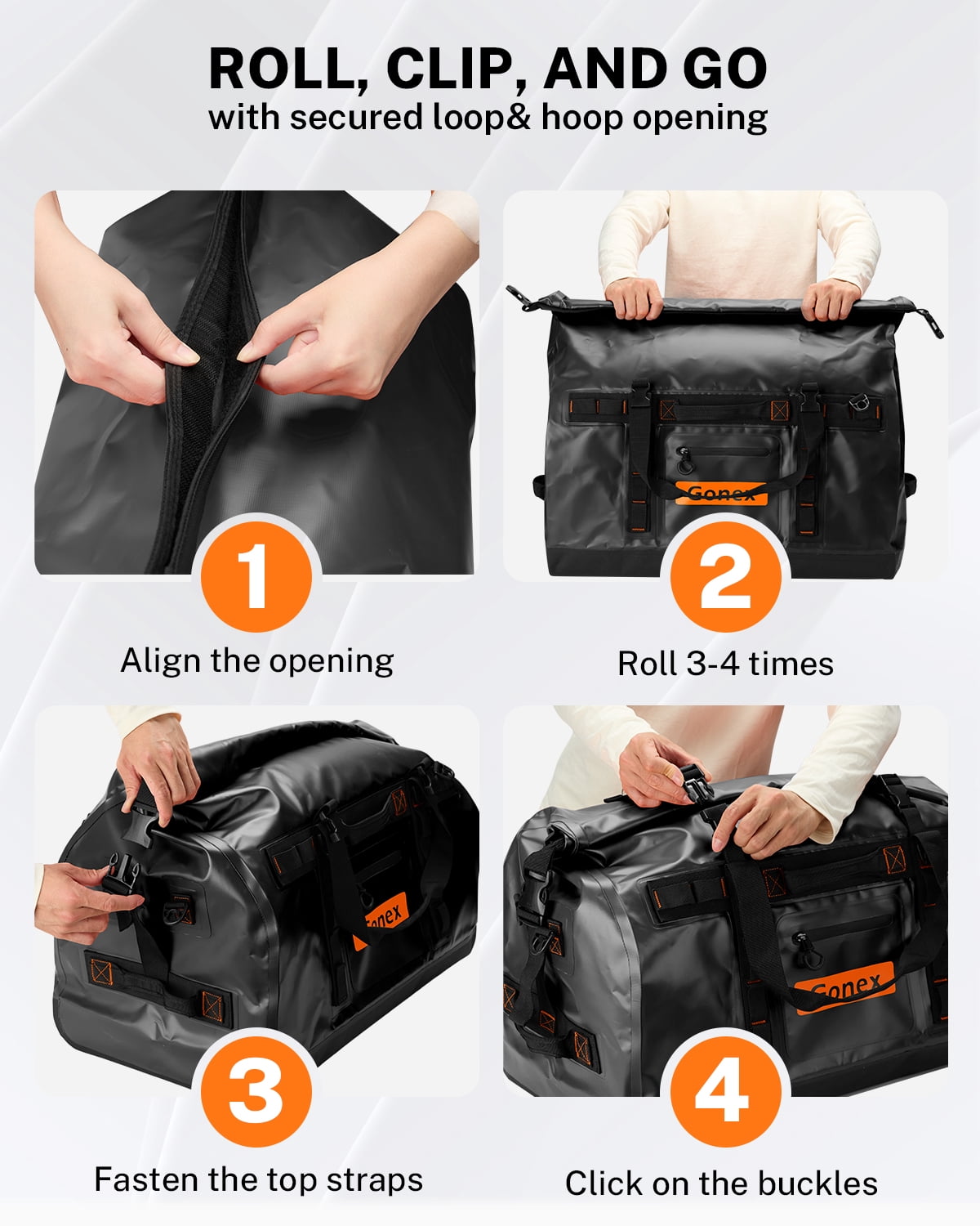 Gonex 90L Waterproof Dry Duffel Bag, 3-in-1 Convertible Large Backpack - Heavy Duty Travel Gear Hauler with Reinforced Thickened Bottom for Kayaking Paddleboarding Boating Rafting Fishing