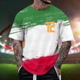 thumbnail image 2 of Xdzjlr Chemises Homme Été T-Shirt Imprimé Sport Italien Col Rond Soccer Ample T-Shirt Homme, TG, 2 of 5