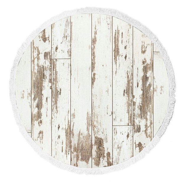 Toalla de playa ABPHQTO Textura de madera Vista superior 150 cm de diámetro