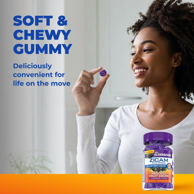 Zicam Cold Remedy Zinc Medicated Fruit Drops, Elderberry
