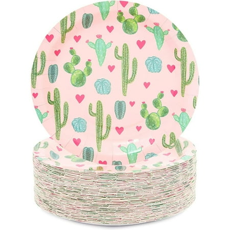 80-Pack Cactus Paper Plates for Fiesta Birthday Party, Baby Shower (9 in)