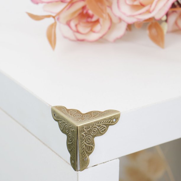 Home Box Corner Protectors Vintage Bronze Tone Triangle Frame Box Furniture Protectors 20pcs