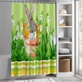 thumbnail image 6 of Easter Bunny Long Shower Curtain Set, Waterproof Shower Curtains for Bathroom, Spring Green Garden Floral Botanical Plaid Washable Fabric Bath Curtain for Bathtub Decoration with Hooks 72x84 Inches, 6 of 9