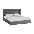 thumbnail image 2 of Montez Upholstered Linen King Size Wingack Platform Bed, Grey, 2 of 7