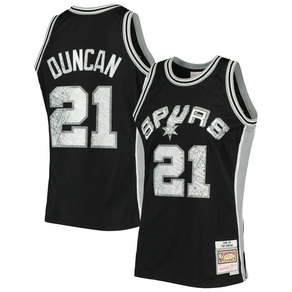 Men's Mitchell & Ness Tim Duncan Black San Antonio Spurs 1998/99 Hardwood Classics NBA 75th Anniversary Diamond Swingman