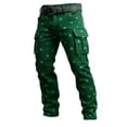 thumbnail image 4 of CONZONE St. Patrick's Day Mens Baggy Cargo Shorts Green Clover Graphic Buttons Cargo Pants for Men Lightweight Relaxed Fit Streetwear Workout Trousers With Pockets, 4 of 4