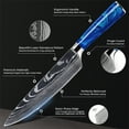thumbnail image 4 of 8-piece Premium Japanese Kitchen Knife Set with Blue Resin Handle & Laser Damascus Pattern - Chef's Knife, Paring Knife, Bread Knife & More, 4 of 6